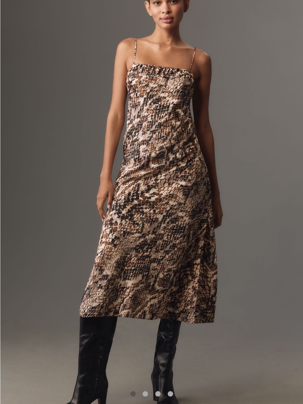 NWT Anthropologie Sleeveless Snake-Print Midi Dress in Brown M